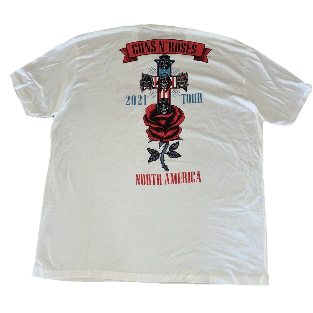 Guns N'‎ Roses T Shirt XXXL White 2021 North America Tour Merch NEW *flaws